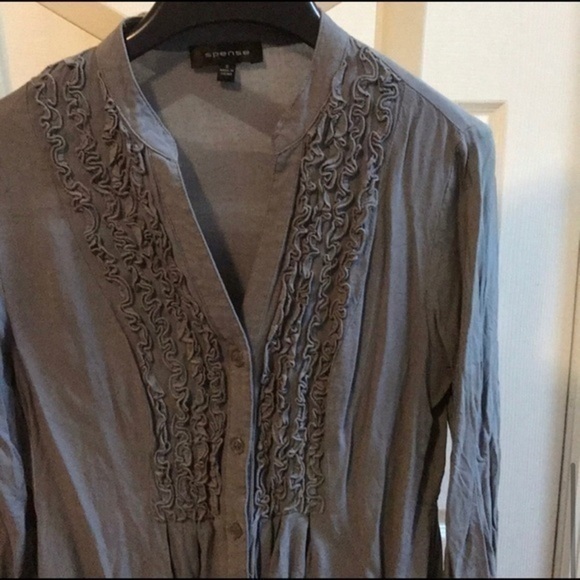 Spense Button Down Gray Top Size Small - Picture 5 of 6